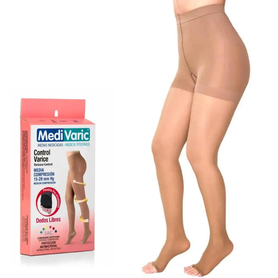 Medium Compression Stockings – Open Toe, Soft/Transparent, 15-20mmHg