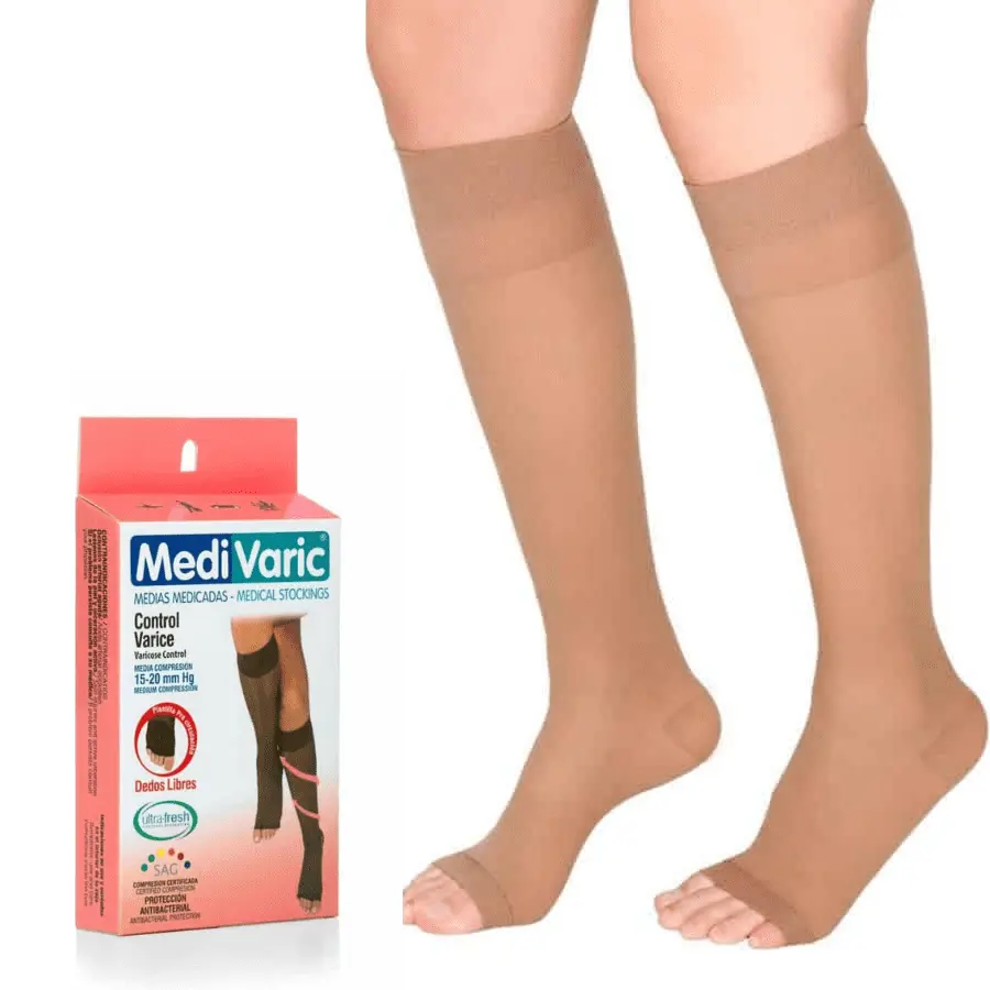 Чорапи до коляното без пръсти, фини/прозрачни  15-20mmHg