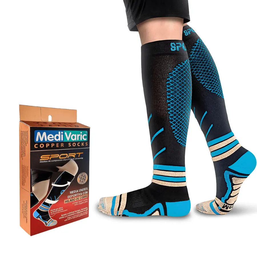 Sports Compression Stockings with Copper Yarn - 18-23 mmHg
