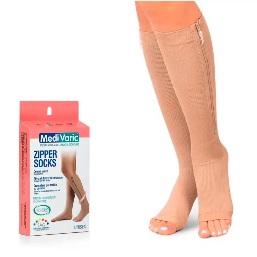 Унисекс чорапи до коляното без пръсти, с цип, 15-20 mmHg - Zipper socks