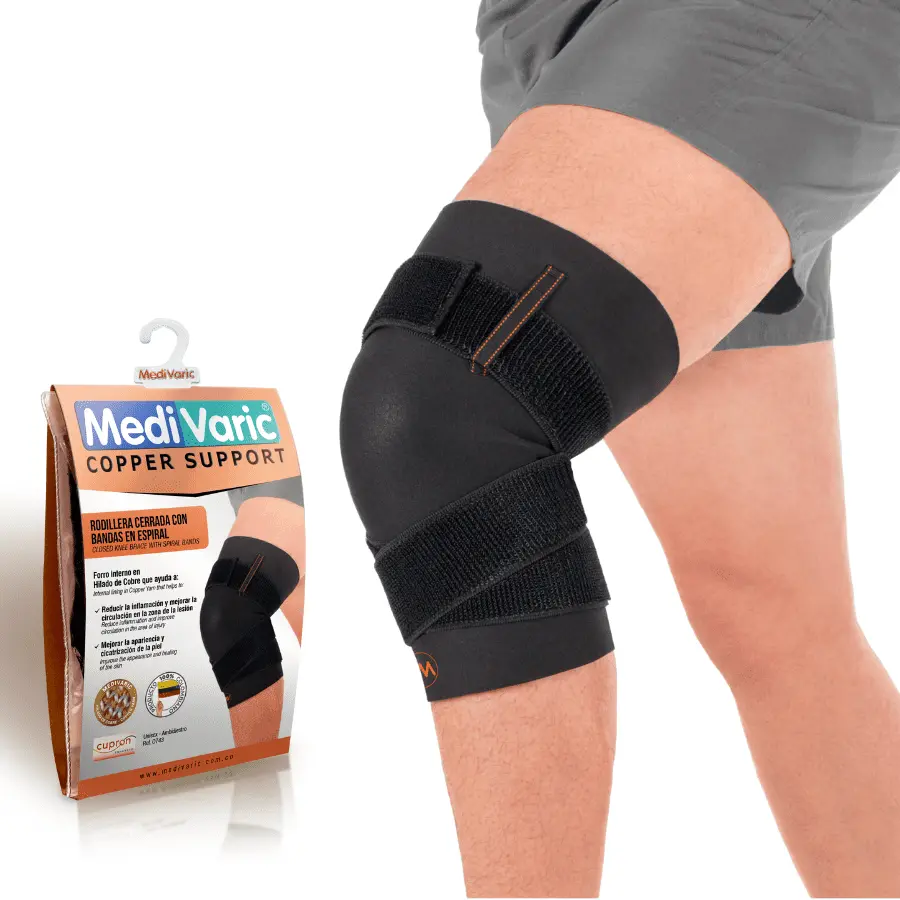 Closed Knee Brace with Spiral Bands with Copper Yarn