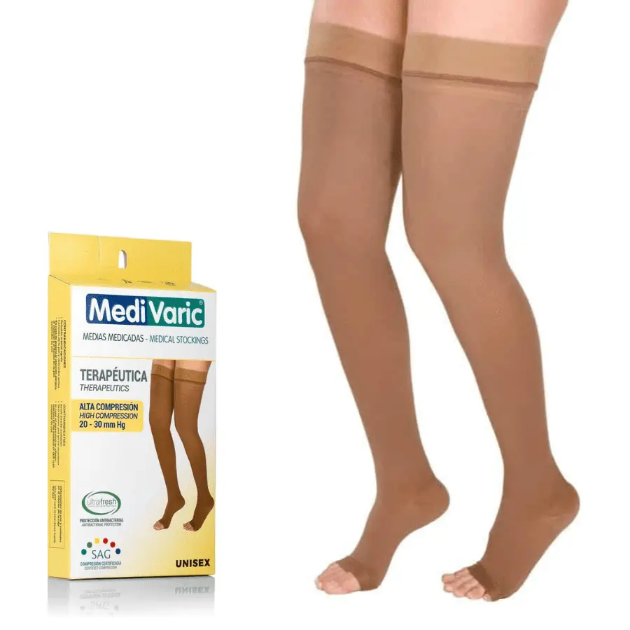 Унисекс чорапи до бедрото, без пръсти, непрозрачни 20-30 mmHg