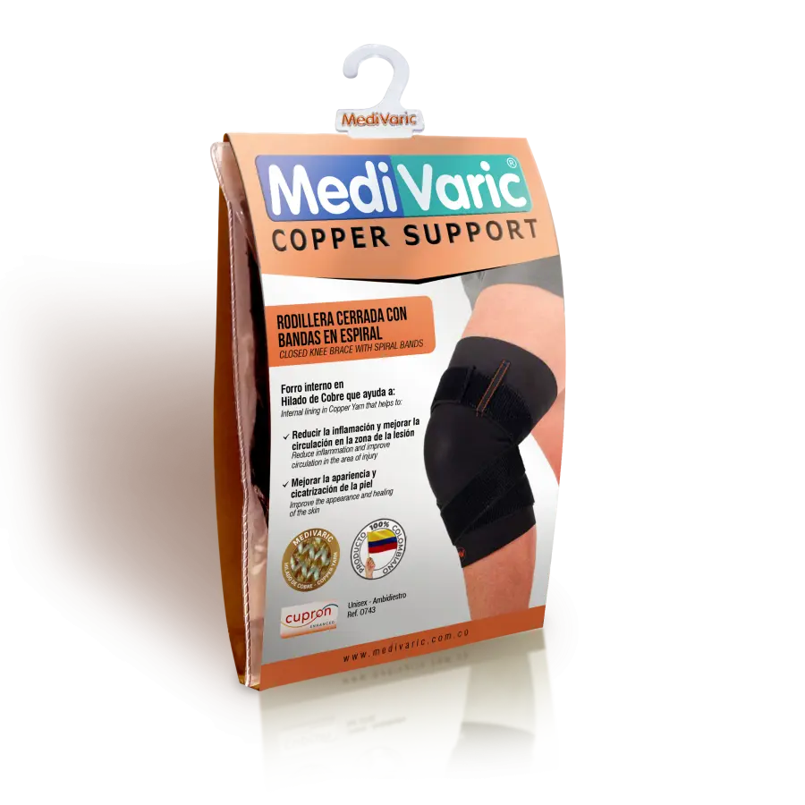 Closed Knee Brace with Spiral Bands with Copper Yarn