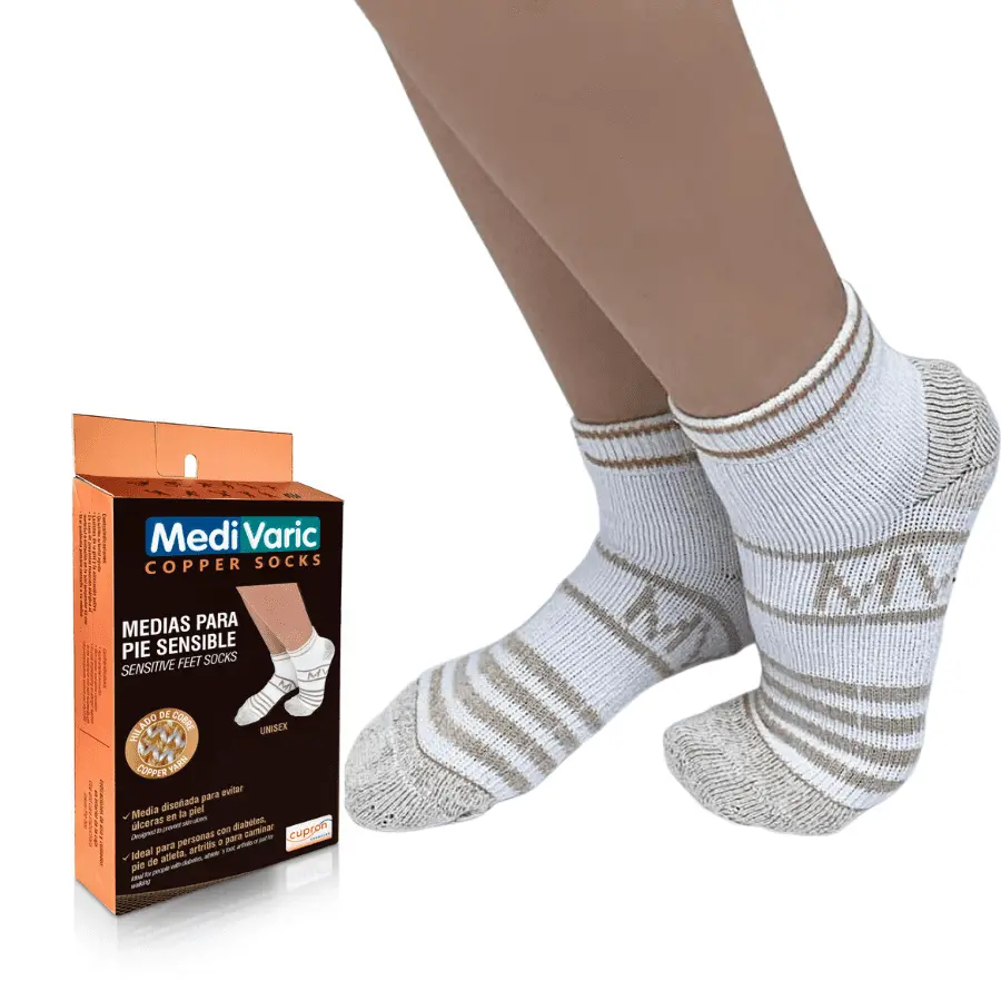 Unisex Socks with Copper Yarn for Diabetic or Sensitive Feet – Ankle High