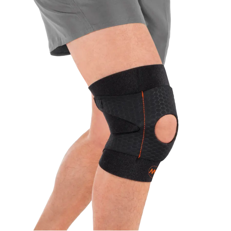 Open Knee Brace with Patellar Reinforcement and Copper Yarn
