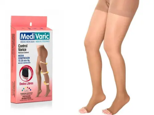 Medium Compression Stockings – Open Toe, Soft/Transparent, 15-20mmHg
