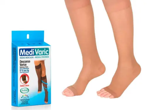Low Compression Stockings – Knee High, Open Toe, Soft/Transparent, 8-15 mmHg