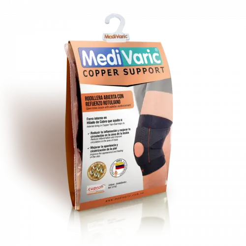 Open Knee Brace with Patellar Reinforcement and Copper Yarn