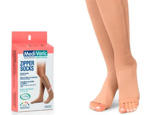 Унисекс чорапи до коляното без пръсти, с цип, 15-20 mmHg - Zipper socks