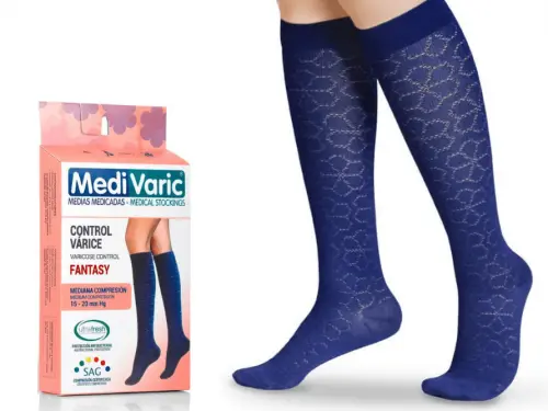 Women’s Medium Compression Stockings – Knee High, Opaque, Fantasy Pattern, 15-20mmHg