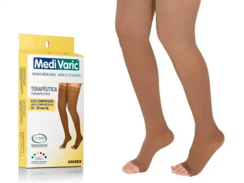 Unisex High Compression Stockings – Tigh High, Open Toe, Opaque,  20-30 mmHg